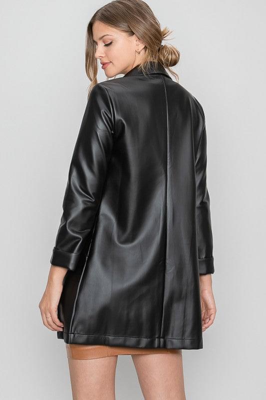 Emery Faux Leather Blazer-THE CLOTHING CAPITAL