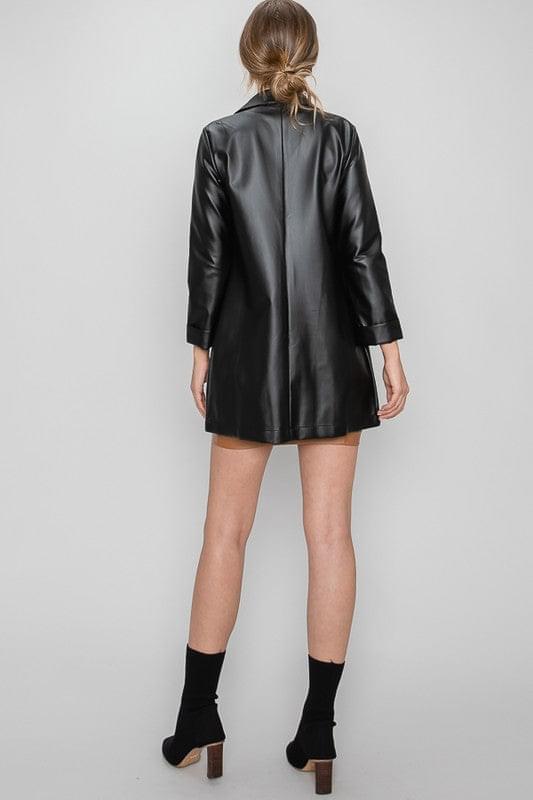 Emery Faux Leather Blazer-THE CLOTHING CAPITAL