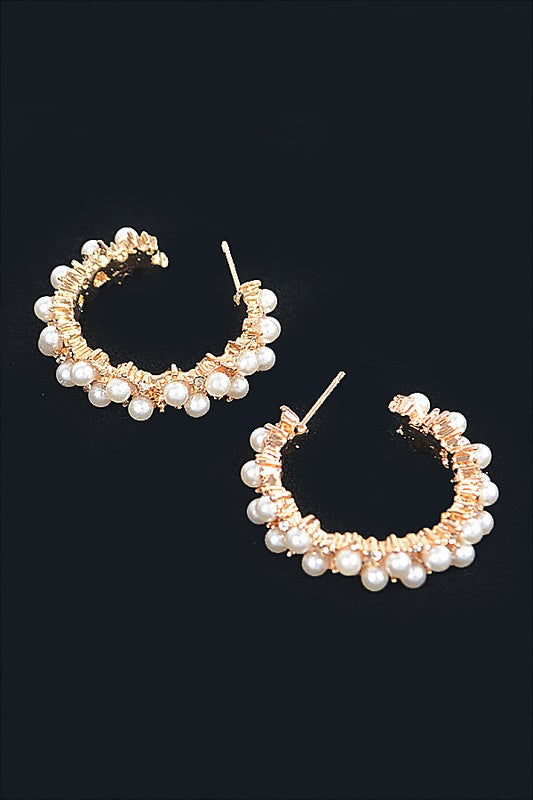 Pearl Me Up Hoop Earrings-THE CLOTHING CAPITAL