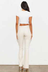 Vegan Leather Split Hem Pant-THE CLOTHING CAPITAL