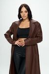 Fallon Faux Leather Trench Coat-THE CLOTHING CAPITAL