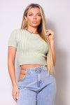 Relaxed Cable Knit Crop-THE CLOTHING CAPITAL