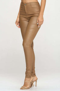 High Waisted Faux Leather Pants-THE CLOTHING CAPITAL