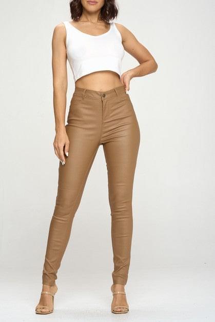 High Waisted Faux Leather Pants-THE CLOTHING CAPITAL