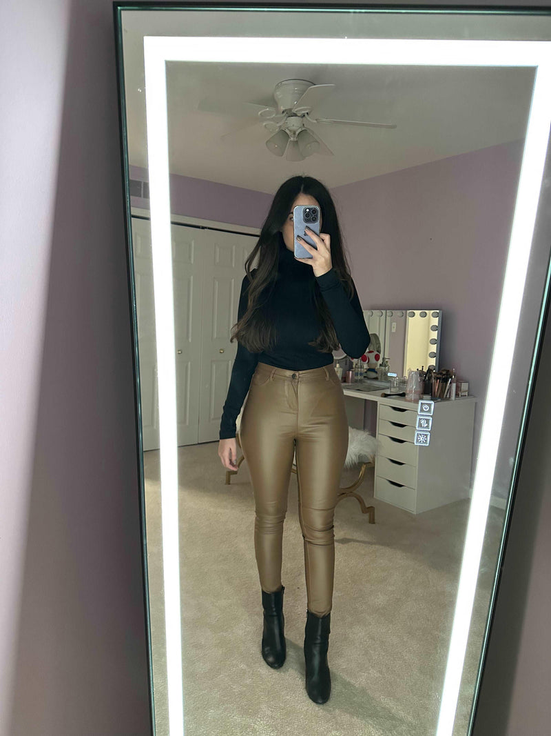 High Waisted Faux Leather Pants-THE CLOTHING CAPITAL